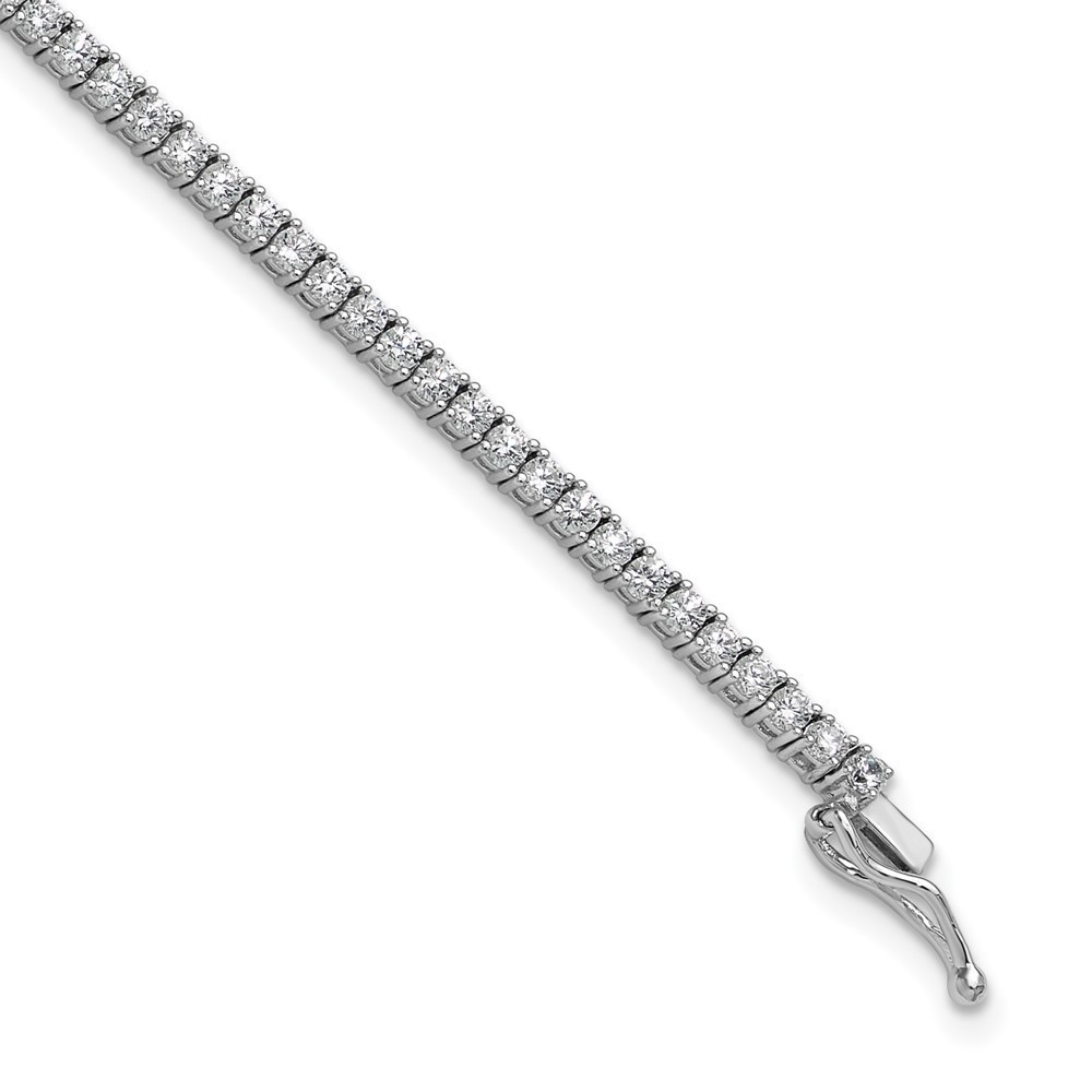 925 Sterling Silver Rhodium-plated 2mm CZ 93 Stone 8 inch Bracelet